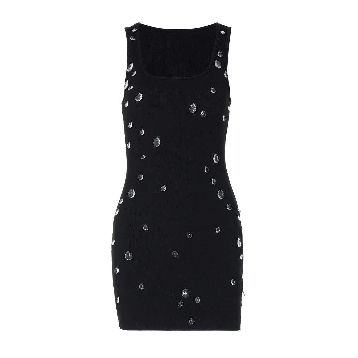 Personalized Slim Fit And Slimming Nail Bead Sleeveless Hip Hugging Dress