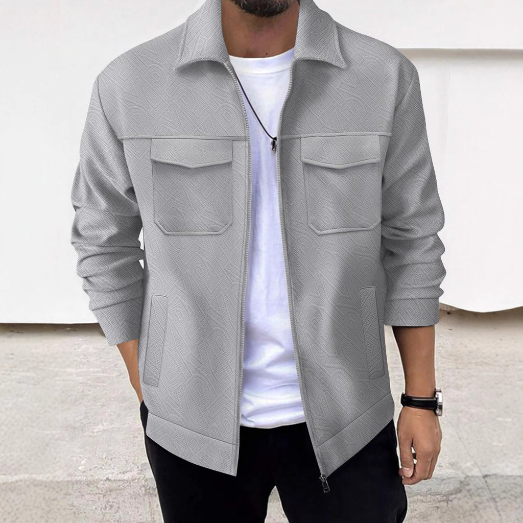Lapel Zipper Casual Jacket Men's Coat