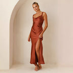 Solid Color Slim Fit Slit Dress Women