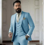 Men's Slim Fit Solid Color Business Suit Set
