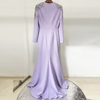 Heavy Industry Beads Diamond Front Slit Small Trailing Dress